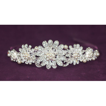 Le plus récent élégant floral mariage Tiara nuptiale strass en perles Couronne